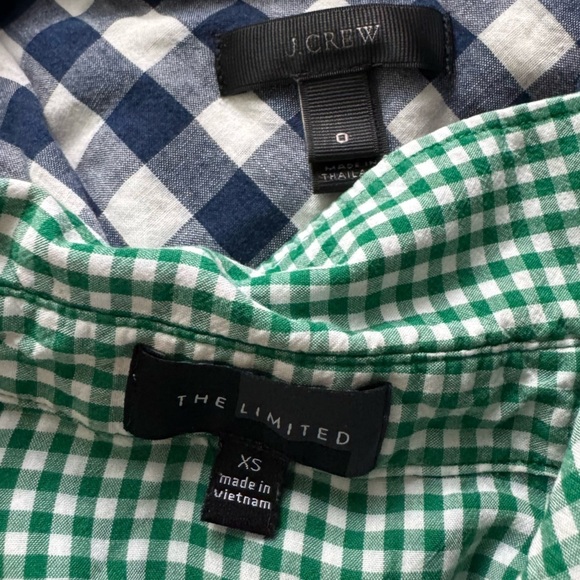 J Crew and The Limited button front checker gingham shirts blue white green XS - Picture 2 of 12